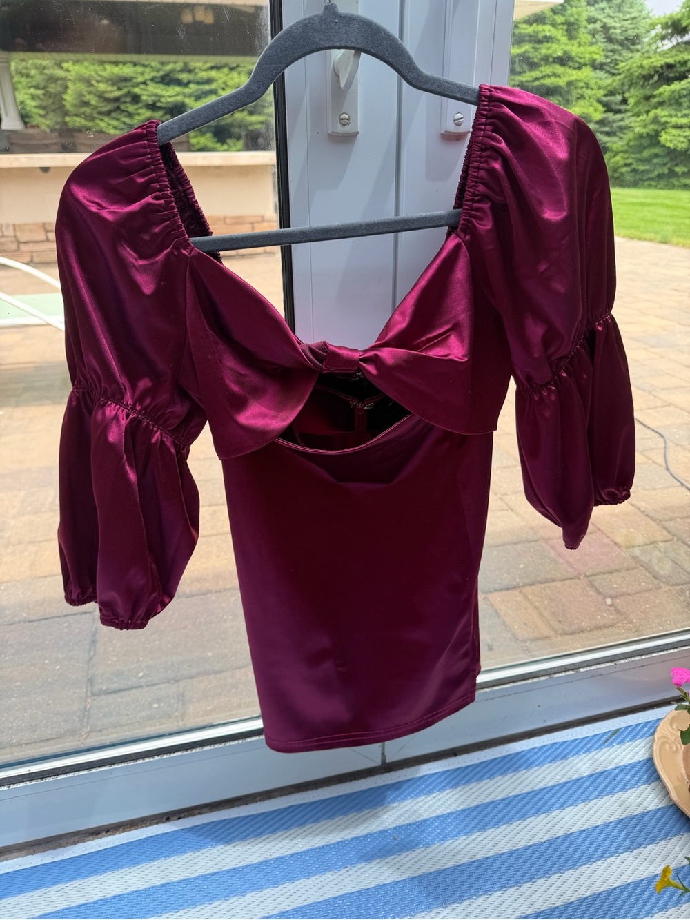 Satin Burgundy Two Piece Set